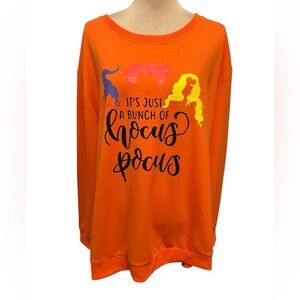 Womens Plus Sz Sweatshirt Halloween Hocus Pocus Sanderson Sisters Orange 4XL 26W